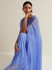 Phase Eight Blue Marren Chiffon Pleated Maxi Dress - Image 7 of 8