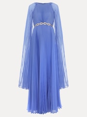 Phase Eight Blue Marren Chiffon Pleated Maxi Dress - Image 8 of 8