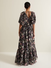 Phase Eight Black Lesley Multi Coloured Floral Maxi Dress - Image 3 of 7
