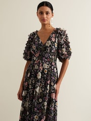 Phase Eight Black Lesley Multi Coloured Floral Maxi Dress - Image 4 of 7
