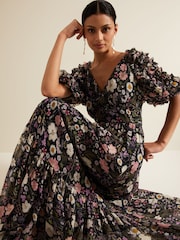 Phase Eight Black Lesley Multi Coloured Floral Maxi Dress - Image 5 of 7