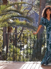 Phase Eight Blue Marzia Teal Fil Coupe Maxi Dress - Image 1 of 8