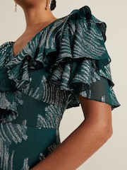Phase Eight Blue Marzia Teal Fil Coupe Maxi Dress - Image 5 of 8