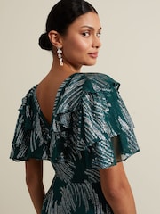 Phase Eight Blue Marzia Teal Fil Coupe Maxi Dress - Image 7 of 8