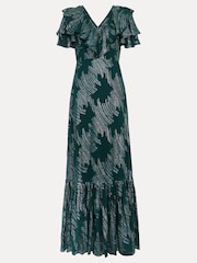 Phase Eight Blue Marzia Teal Fil Coupe Maxi Dress - Image 8 of 8