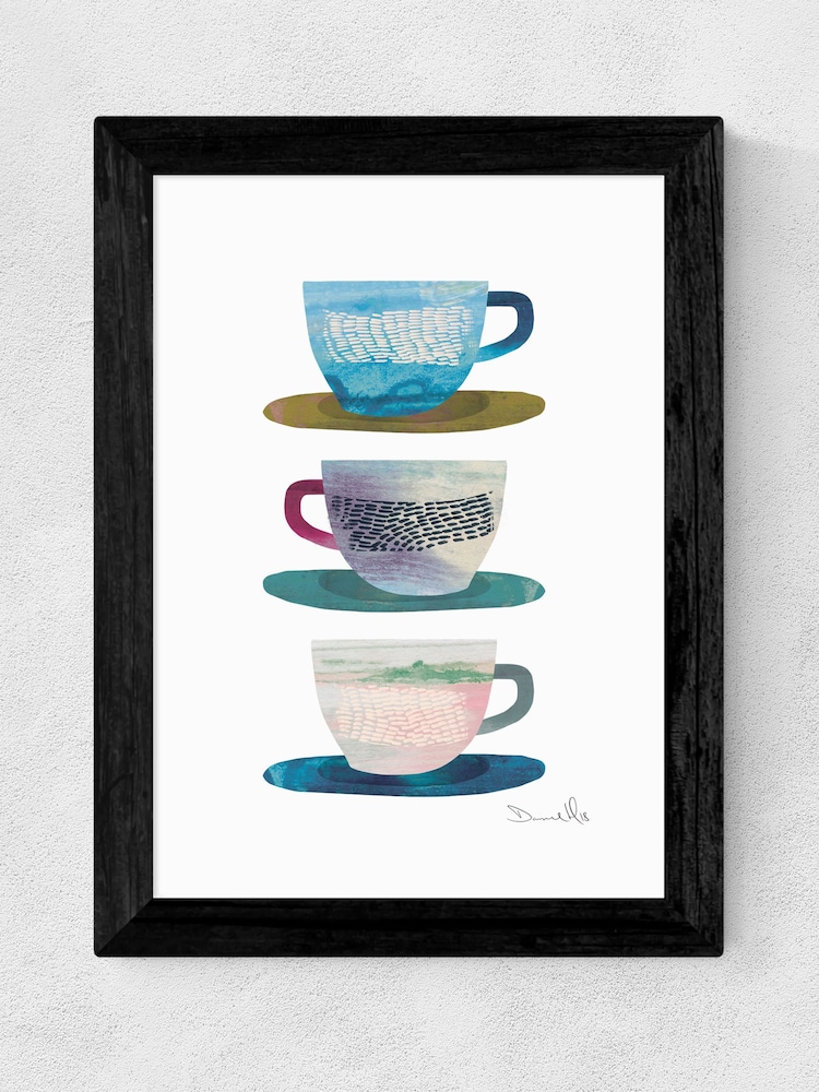 East End Prints Black Coffee Cups Framed Art Print - Image 1 of 3