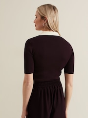 Phase Eight Red Rosie Tipped Collar Top - Image 3 of 7