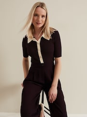 Phase Eight Red Rosie Tipped Collar Top - Image 5 of 7