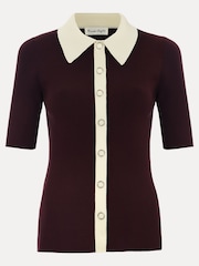Phase Eight Red Rosie Tipped Collar Top - Image 7 of 7