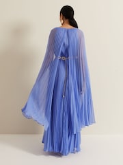 Phase Eight Blue Petite Marren Chiffon Pleated Maxi Dress - Image 2 of 7