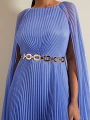 Phase Eight Blue Petite Marren Chiffon Pleated Maxi Dress - Image 4 of 7