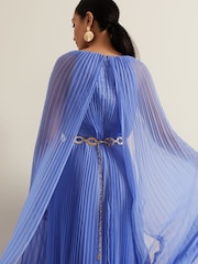 Phase Eight Blue Petite Marren Chiffon Pleated Maxi Dress - Image 6 of 7
