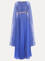 Phase Eight Blue Petite Marren Chiffon Pleated Maxi Dress - Image 7 of 7