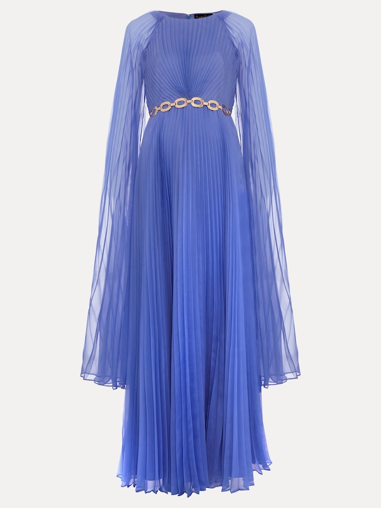 Phase Eight Blue Petite Marren Chiffon Pleated Maxi Dress - Image 7 of 7