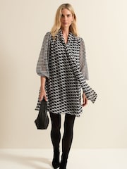 Phase Eight Blue Suki Navy Geo Tunic Mini Dress - Image 2 of 8