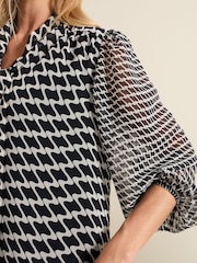 Phase Eight Blue Suki Navy Geo Tunic Mini Dress - Image 3 of 8
