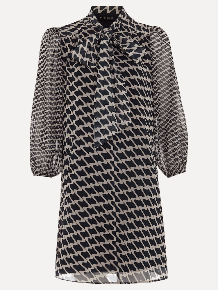 Phase Eight Blue Suki Navy Geo Tunic Mini Dress - Image 8 of 8