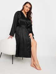 Yours Curve Satin Jacquard Robe - Imagen 1 de 5