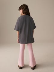 Pink Floral T-Shirt and Ribbed Flare 100% Cotton Set (3-16yrs) - Image 3 of 8