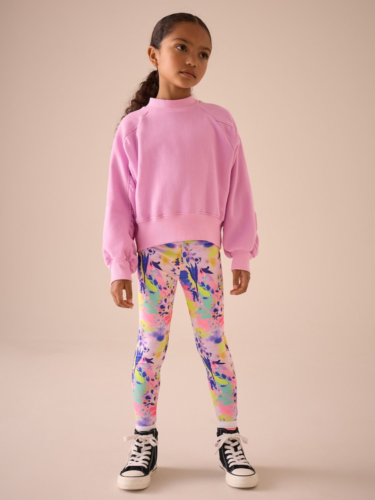 Pink Sweatshirt And Bright Sports Legging Set (3-16yrs) - Image 1 of 7