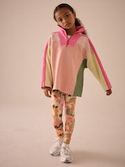Pink Colourblock Half Zip Sweatshirt And Sports Leggings Set (3-16yrs) - Image 1 of 8
