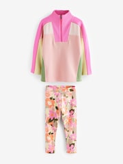Pink Colourblock Half Zip Sweatshirt And Sports Leggings Set (3-16yrs) - Image 5 of 8