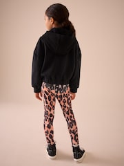 Black Half Zip Hoodie And Animal Sports Leggings Set (3-16yrs) - Image 3 of 4