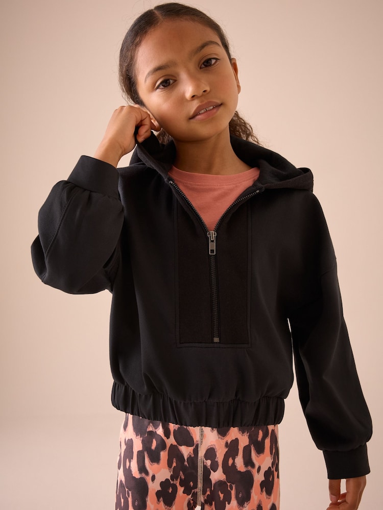 Black Half Zip Hoodie And Animal Sports Leggings Set (3-16yrs) - Image 4 of 4