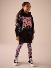 Black Graffiti Hoodie And Leggings Set (3-16yrs) - Image 1 of 7