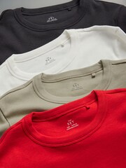 The Set Red/Ink Blue/Cream/Light Khaki 4 Pack Ribbed Long Sleeve T-Shirts - Image 10 of 11