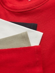 The Set Red/Ink Blue/Cream/Light Khaki 4 Pack Ribbed Long Sleeve T-Shirts - Image 11 of 11