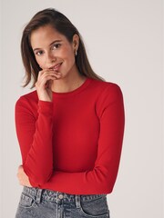 The Set Red/Ink Blue/Cream/Light Khaki 4 Pack Ribbed Long Sleeve T-Shirts - Image 3 of 11