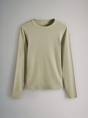 The Set Red/Ink Blue/Cream/Light Khaki 4 Pack Ribbed Long Sleeve T-Shirts - Image 7 of 11