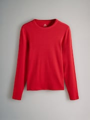 The Set Red/Ink Blue/Cream/Light Khaki 4 Pack Ribbed Long Sleeve T-Shirts - Image 8 of 11