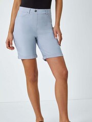Roman Grey Light Turned Hem Stretch Shorts - Image 3 of 5