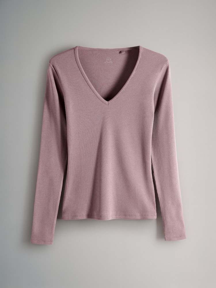 The Set 4 Pack Ribbed V-Neck Long Sleeved T-Shirts - Bild 2 von 6