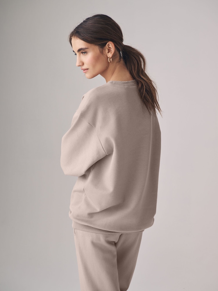 The Set Navy Blue/Taupe Brown/Rose Pink 3 Pack Relaxed Crew Neck Sweatshirt - Image 4 of 10
