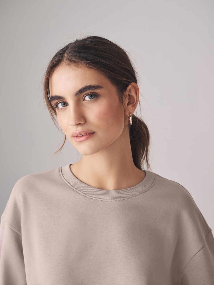 The Set Navy Blue/Taupe Brown/Rose Pink 3 Pack Relaxed Crew Neck Sweatshirt - Image 5 of 10