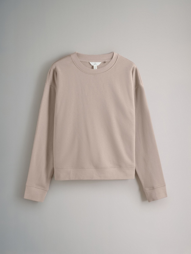 The Set Navy Blue/Taupe Brown/Rose Pink 3 Pack Relaxed Crew Neck Sweatshirt - Image 7 of 10