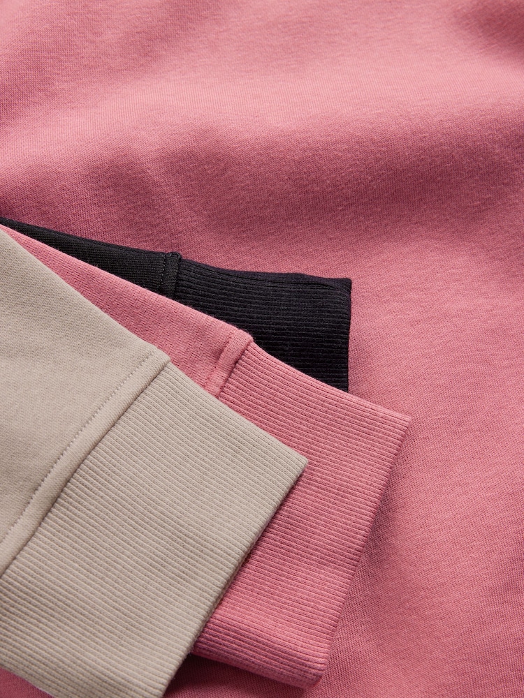 The Set Navy Blue/Taupe Brown/Rose Pink 3 Pack Relaxed Crew Neck Sweatshirt - Image 9 of 10