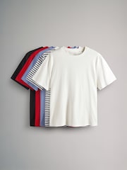 Bleu marine/Bleu/Rouge/Cream/Navy&White Rayure - {} LotThe Set 5 de t-shirts décontractés à manches courtes % coton  100 - Image 1 de 13