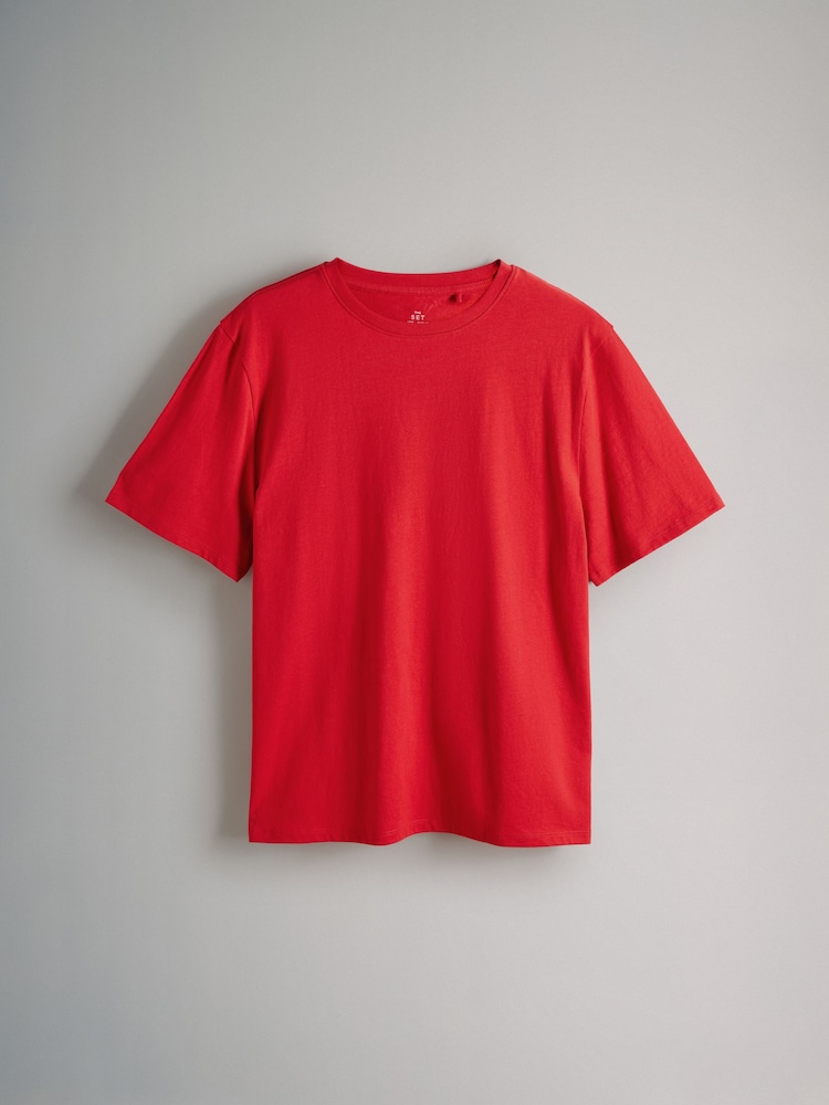 Bleu marine/Bleu/Rouge/Cream/Navy&White Rayure - {} LotThe Set 5 de t-shirts décontractés à manches courtes % coton  100 - Image 10 of 13