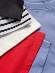 Bleu marine/Bleu/Rouge/Cream/Navy&White Rayure - {} LotThe Set 5 de t-shirts décontractés à manches courtes % coton  100 - Image 13 de 13