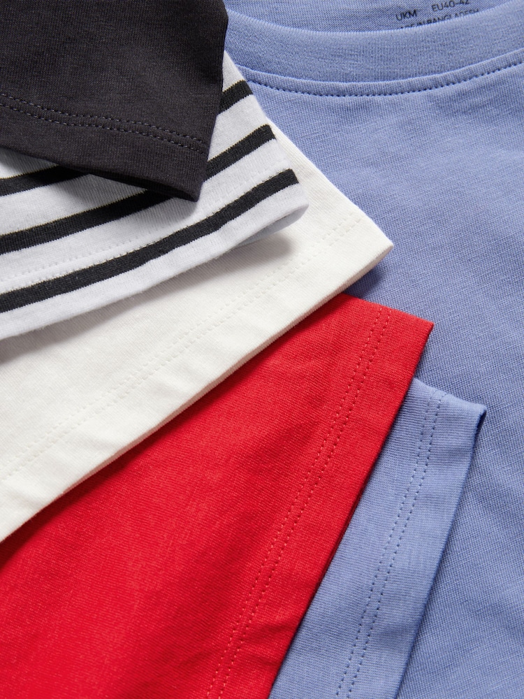 Bleu marine/Bleu/Rouge/Cream/Navy&White Rayure - {} LotThe Set 5 de t-shirts décontractés à manches courtes % coton  100 - Image 13 of 13