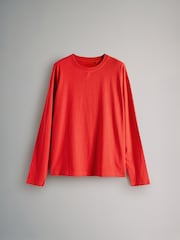 The Set Beige/Navy Blue/Red/White/Navy&White Stripe 5 Pack Relaxed Long Sleeve 100% Cotton T-Shirts - Image 10 of 12