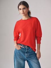 The Set Beige/Navy Blue/Red/White/Navy&White Stripe 5 Pack Relaxed Long Sleeve 100% Cotton T-Shirts - Image 2 of 12