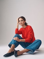 The Set Beige/Navy Blue/Red/White/Navy&White Stripe 5 Pack Relaxed Long Sleeve 100% Cotton T-Shirts - Image 3 of 12