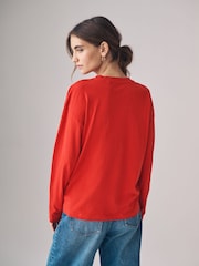 The Set Beige/Navy Blue/Red/White/Navy&White Stripe 5 Pack Relaxed Long Sleeve 100% Cotton T-Shirts - Image 4 of 12