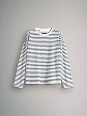 The Set Beige/Navy Blue/Red/White/Navy&White Stripe 5 Pack Relaxed Long Sleeve 100% Cotton T-Shirts - Image 8 of 12