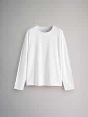The Set Beige/Navy Blue/Red/White/Navy&White Stripe 5 Pack Relaxed Long Sleeve 100% Cotton T-Shirts - Image 9 of 12